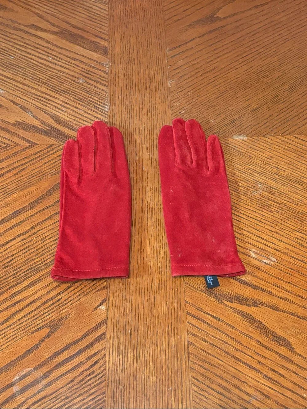 Grandoe Red Genuine Suede Leather Gloves Vintage Size L Knit Lined Winter Coquet